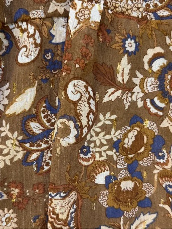 By the River Brown Floral Smocked Mini Dress with Puff Sleeves - Picture 2 of 4